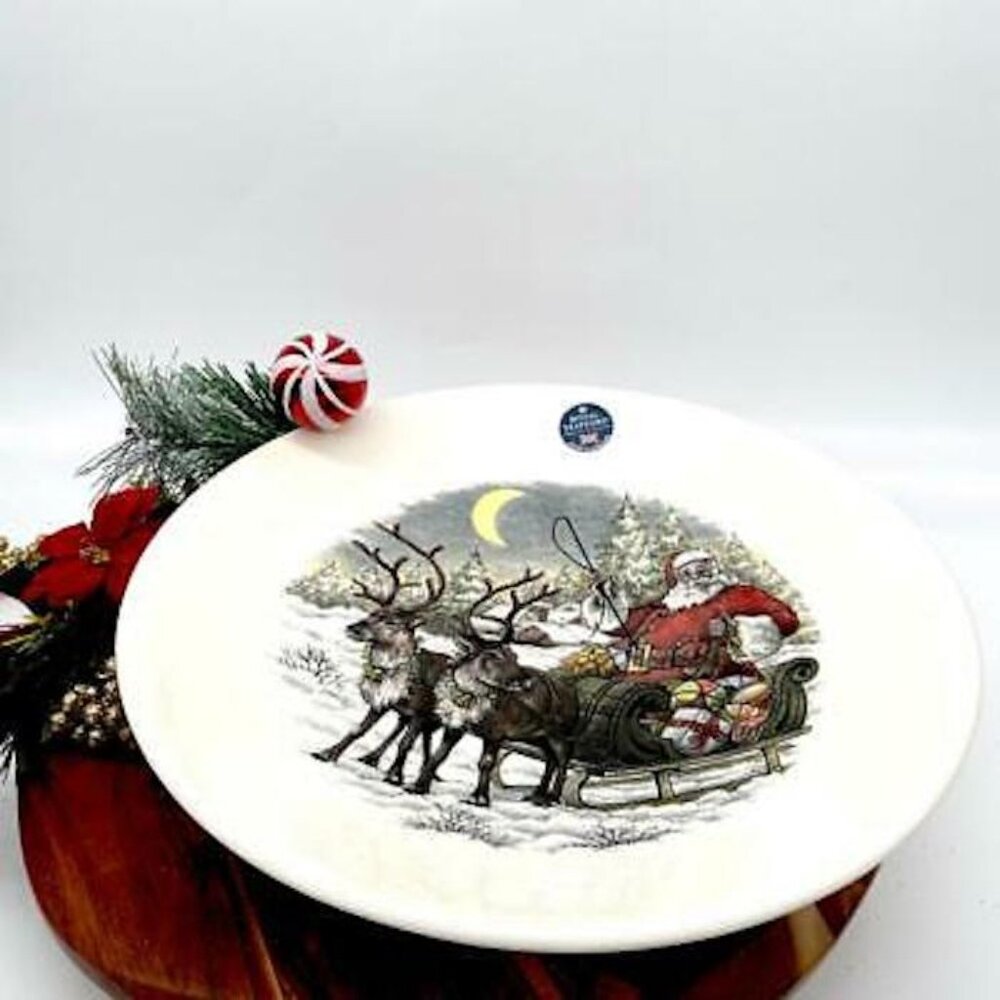 Royal Stafford Christmas Santa's Sleigh Reindeer Large Serving or Pasta Bowl